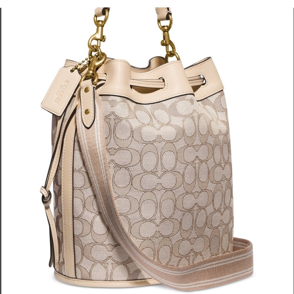 Coach Beige Signature Field Bucket Bag
